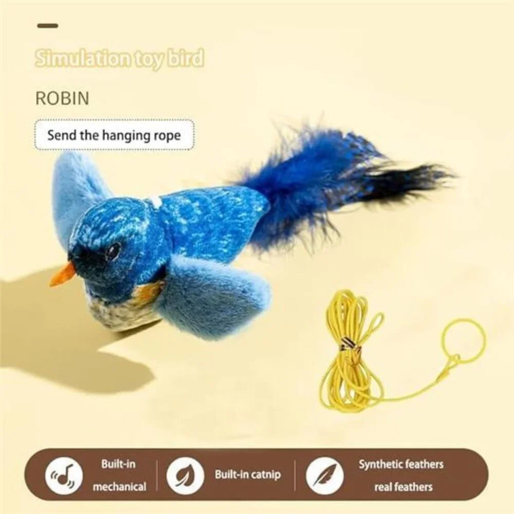 Interactive Chirping Bird Cat Toy with Catnip Automatic Self-Play & Exercise